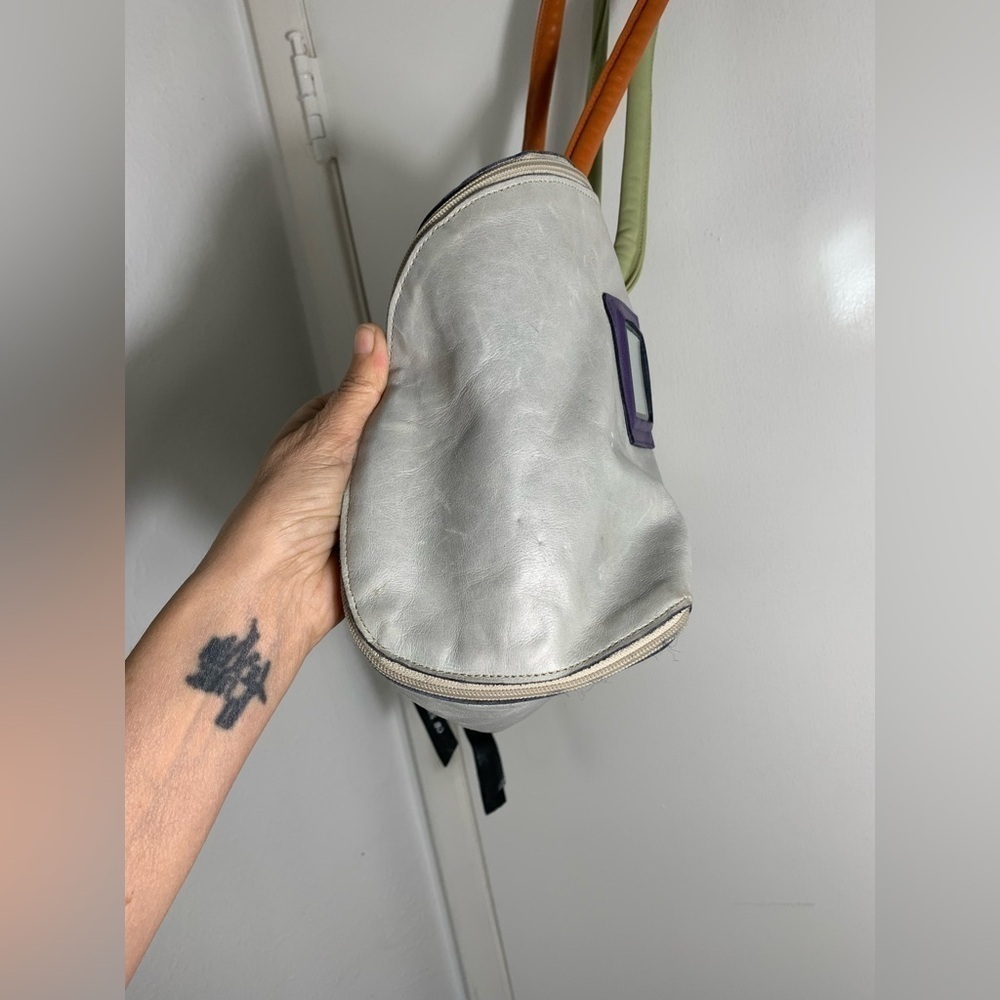 Carol Hearty vintage one if a kind, gray, genuine leather art bag, handbag - Picture 5 of 9